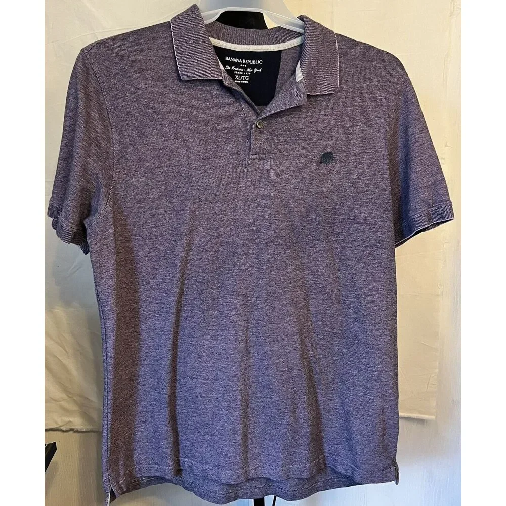 Banana Republic Polo Shirt‎ Men Extra Large Purple Short Sleeve Outdoor Casual